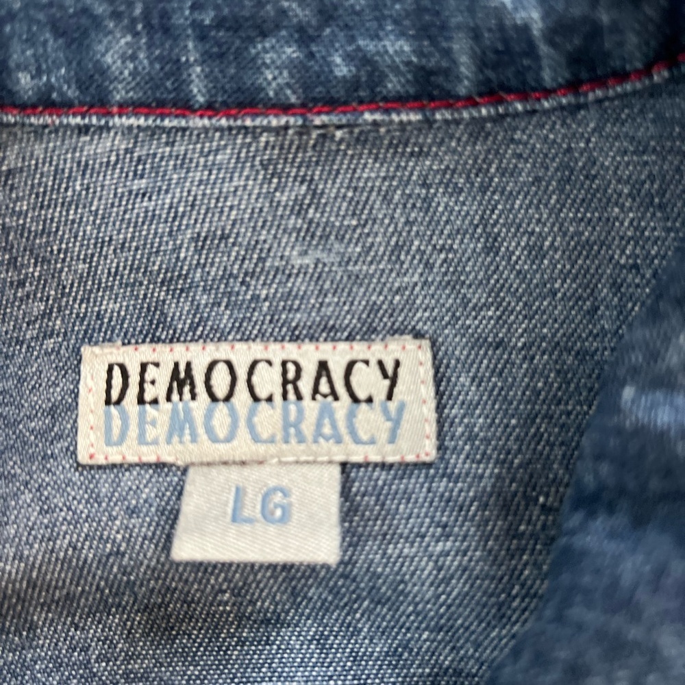 Democracy Buttondown Denim Jacket Sz. L - Picture 3 of 11